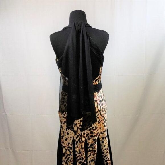Bicici &‎ Coty Halter Gown Black Leopard Print Satin Pageant Prom Formal Size M - Picture 4 of 8